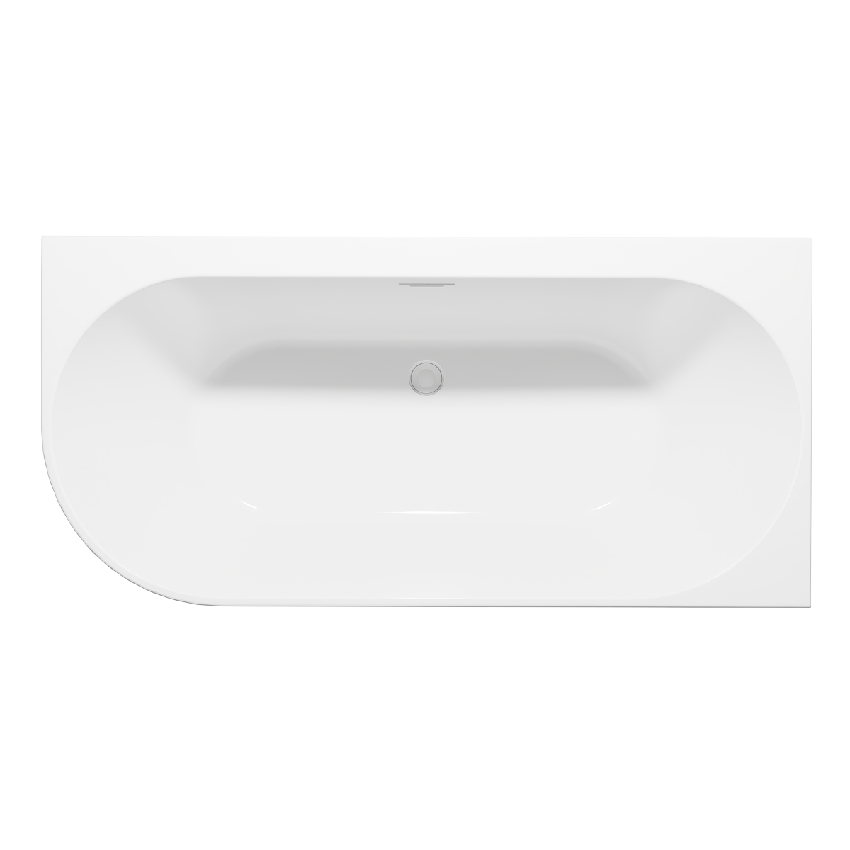 Right-Hand Corner Slim Rim Bath with Overflow System 160cm – Gloss White DH427