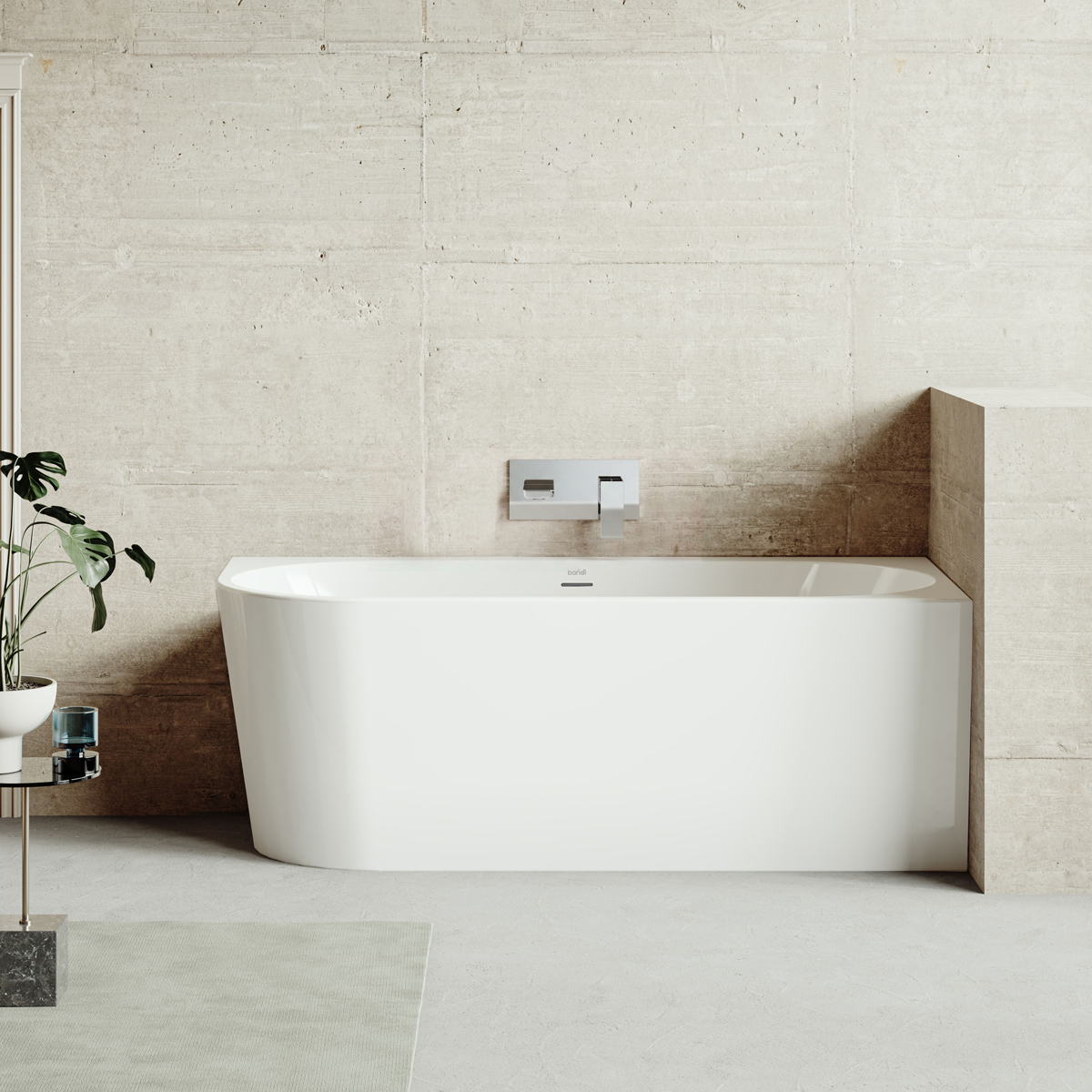 Right-Hand Corner Slim Rim Bath with Overflow System 170cm – Gloss White DH428