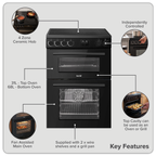 60cm Freestanding Cooker with 99L Double Cavity & Ceramic Hob - Black DH429