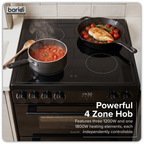 60cm Freestanding Cooker with 99L Double Cavity & Ceramic Hob - Black DH429
