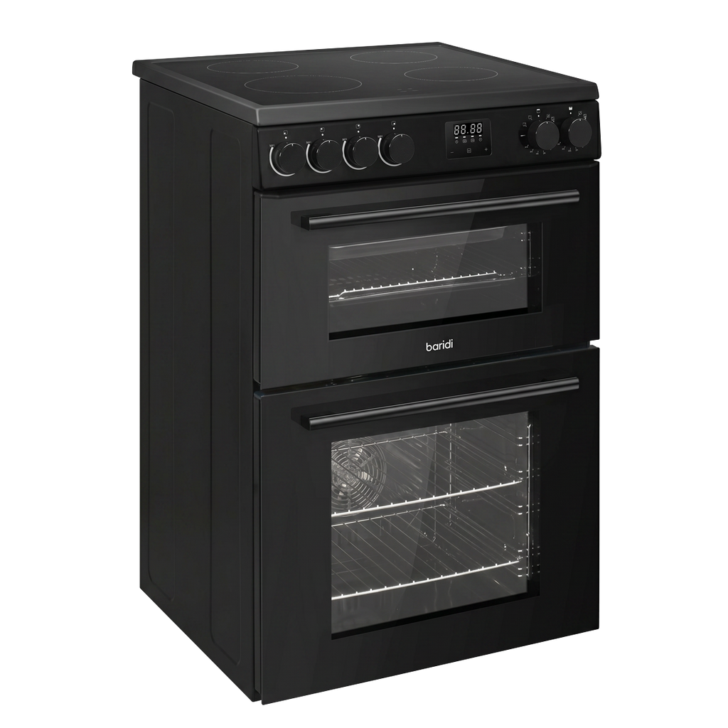 60cm Freestanding Cooker with 99L Double Cavity & Ceramic Hob - Black DH429