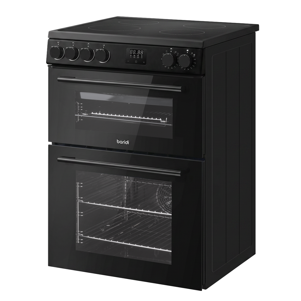 60cm Freestanding Cooker with 99L Double Cavity & Ceramic Hob - Black DH429