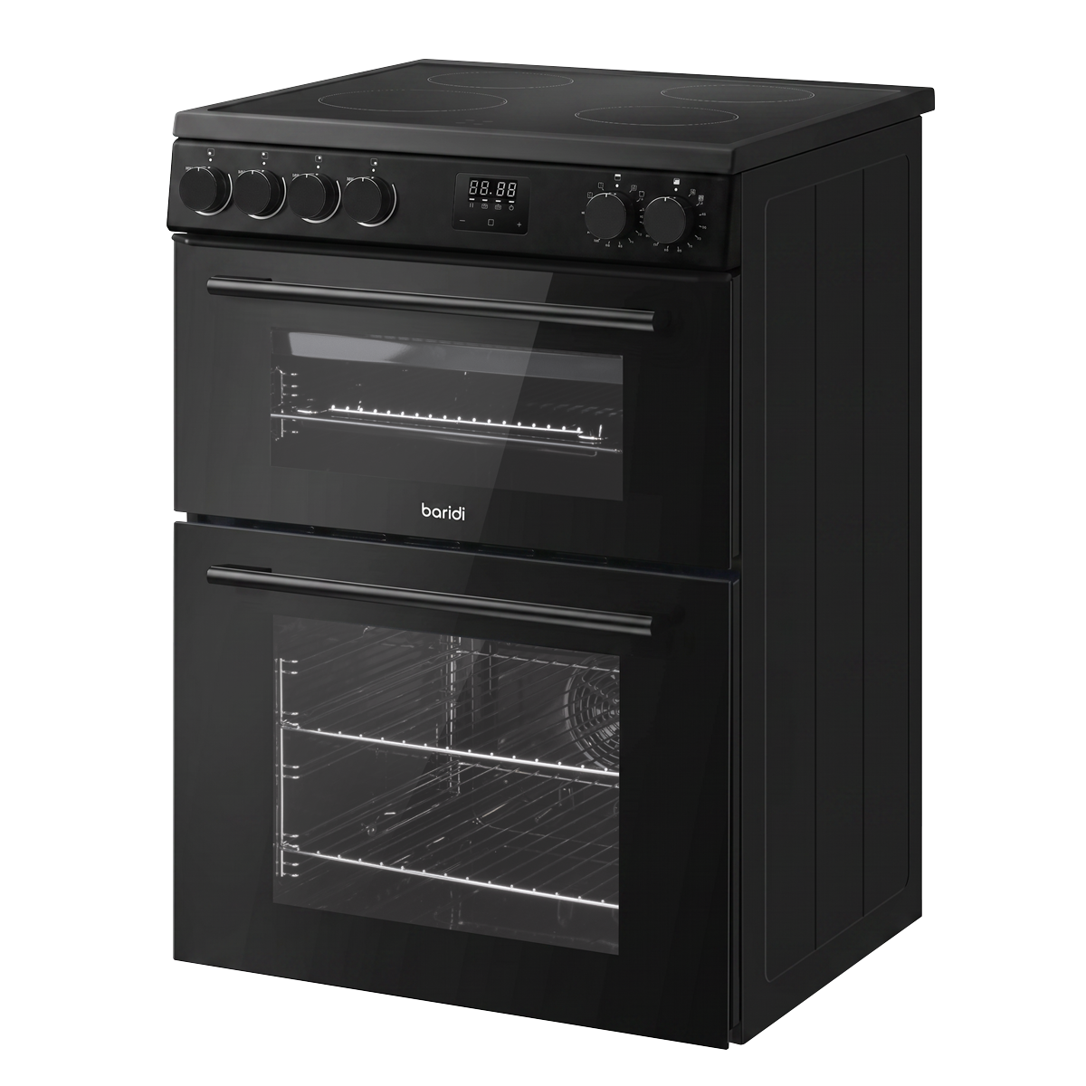 60cm Freestanding Cooker with 99L Double Cavity & Ceramic Hob - Black DH429
