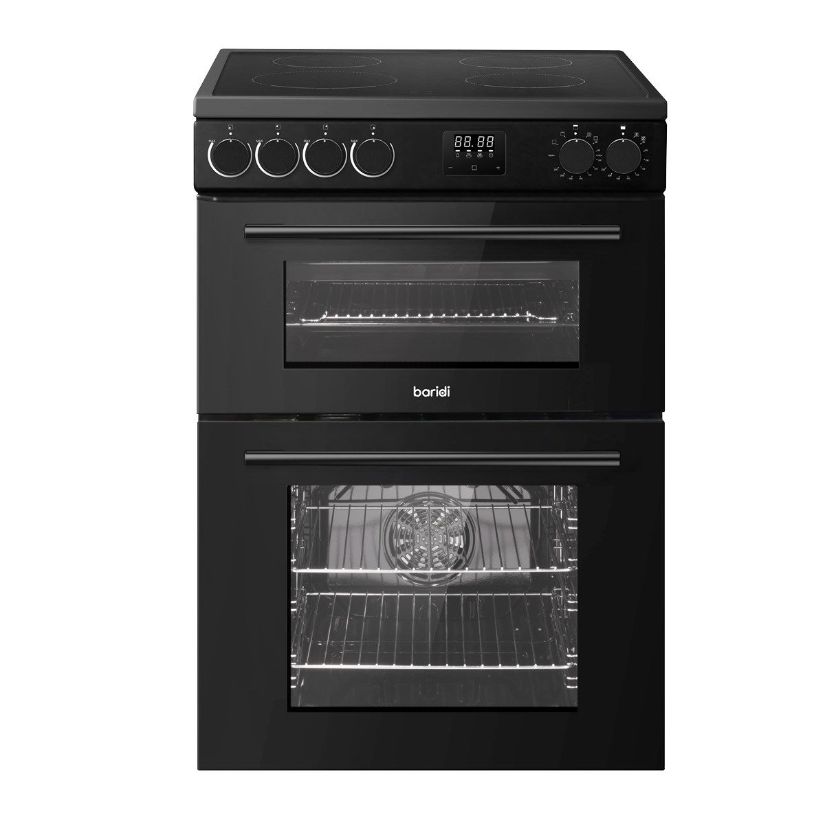 60cm Freestanding Cooker with 99L Double Cavity & Ceramic Hob - Black DH429