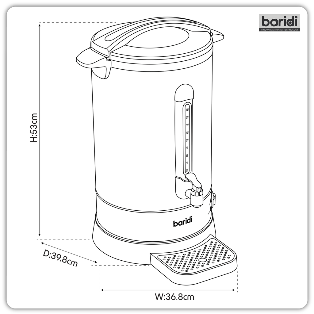 Hot Water Boiler/Tea Urn, 20L Capacity - Black DH431