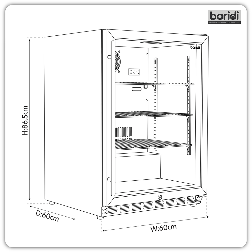 Outdoor Drinks/Beverage/Bar Fridge with Triple Glazed Door & Security Lock 150L - Stainless Steel DH439