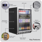 Outdoor Drinks/Beverage/Bar Fridge with Triple Glazed Door & Security Lock 150L - Stainless Steel DH439