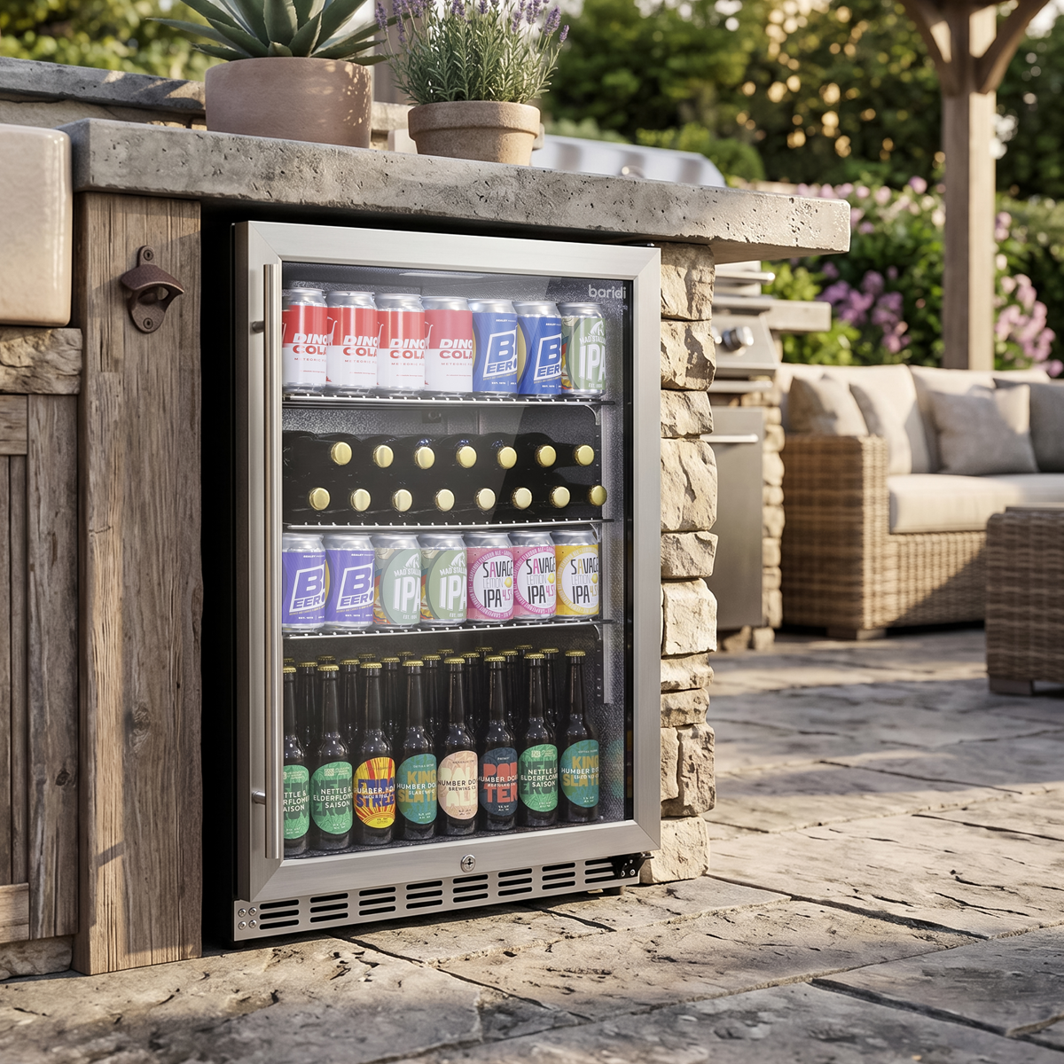 Outdoor Drinks/Beverage/Bar Fridge with Triple Glazed Door & Security Lock 150L - Stainless Steel DH439