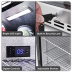 Outdoor Drinks/Beverage/Bar Fridge with Triple Glazed Door & Security Lock 150L - Stainless Steel DH439