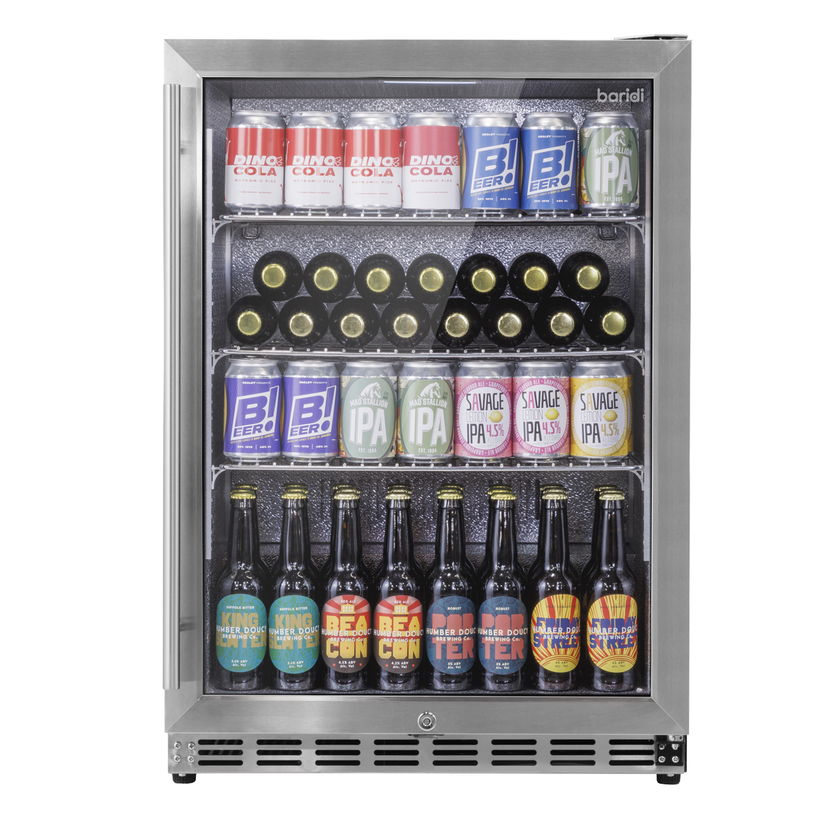 Outdoor Drinks/Beverage/Bar Fridge with Triple Glazed Door & Security Lock 150L - Stainless Steel DH439