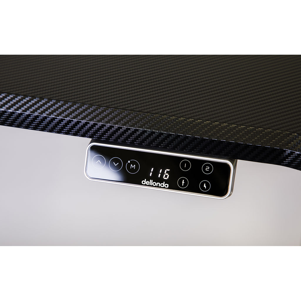 Dellonda Single Motor Electric Sit/Stand Desk, Digital Control - Carbon Fibre Effect Desktop DH43