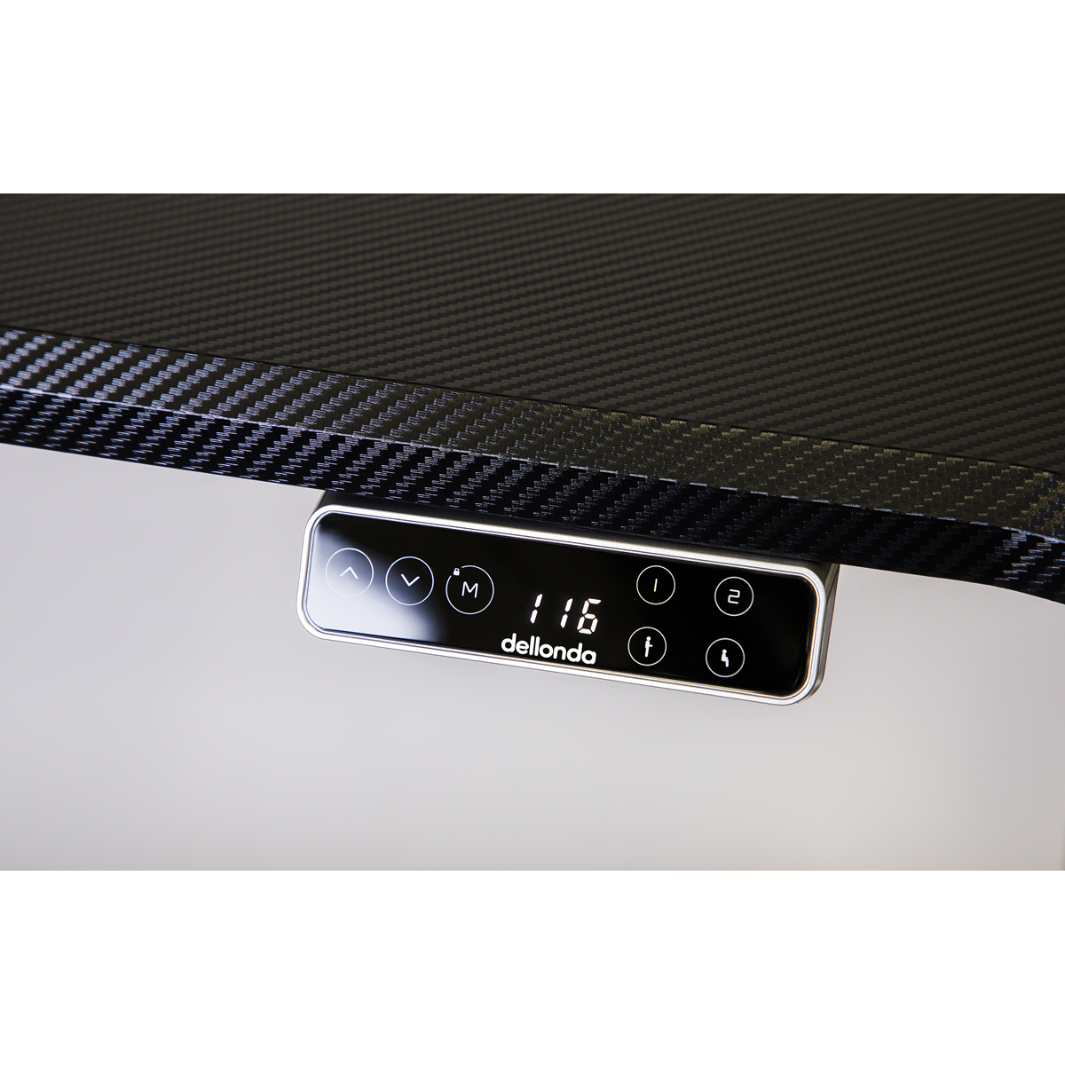 Dellonda Single Motor Electric Sit/Stand Desk, Digital Control - Carbon Fibre Effect Desktop DH43