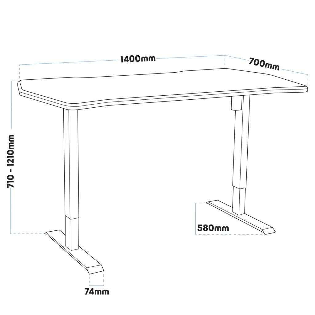Dellonda Single Motor Electric Sit/Stand Desk, Digital Control - Carbon Fibre Effect Desktop DH43
