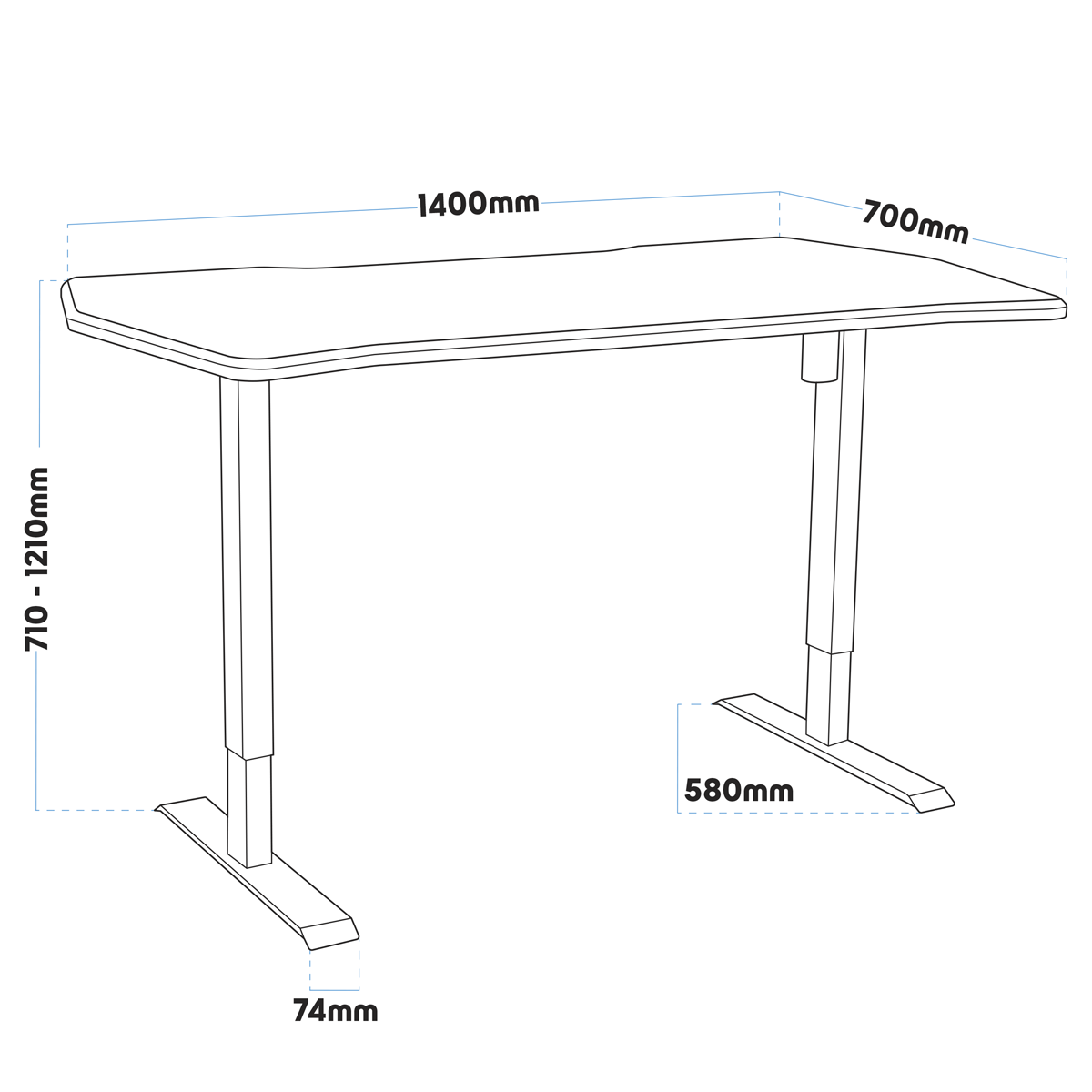 Dellonda Single Motor Electric Sit/Stand Desk, Digital Control - Carbon Fibre Effect Desktop DH43
