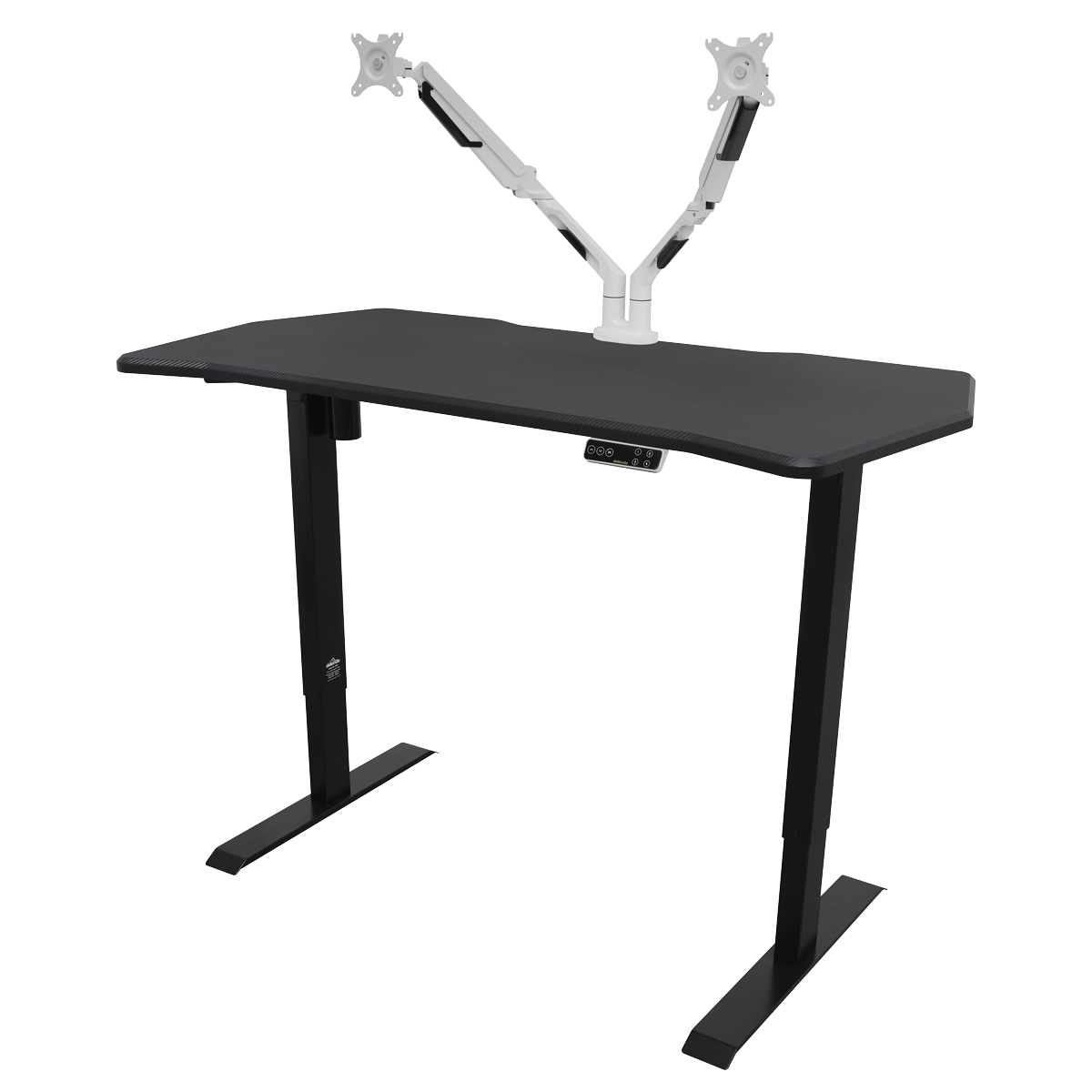 Dellonda Single Motor Electric Sit/Stand Desk, Digital Control - Carbon Fibre Effect Desktop DH43