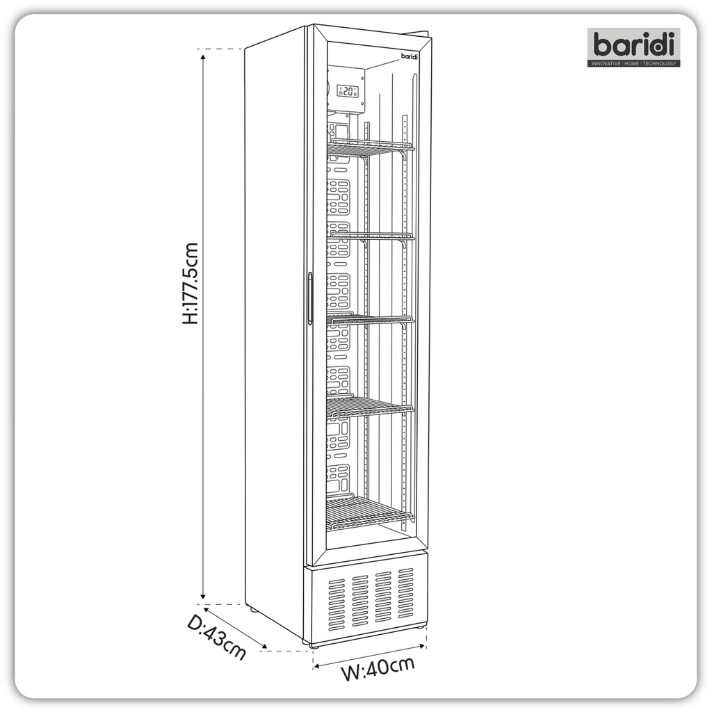 Tall Drinks/Bar Fridge with Digital Controls & Auto Defrost 160L - Black DH440