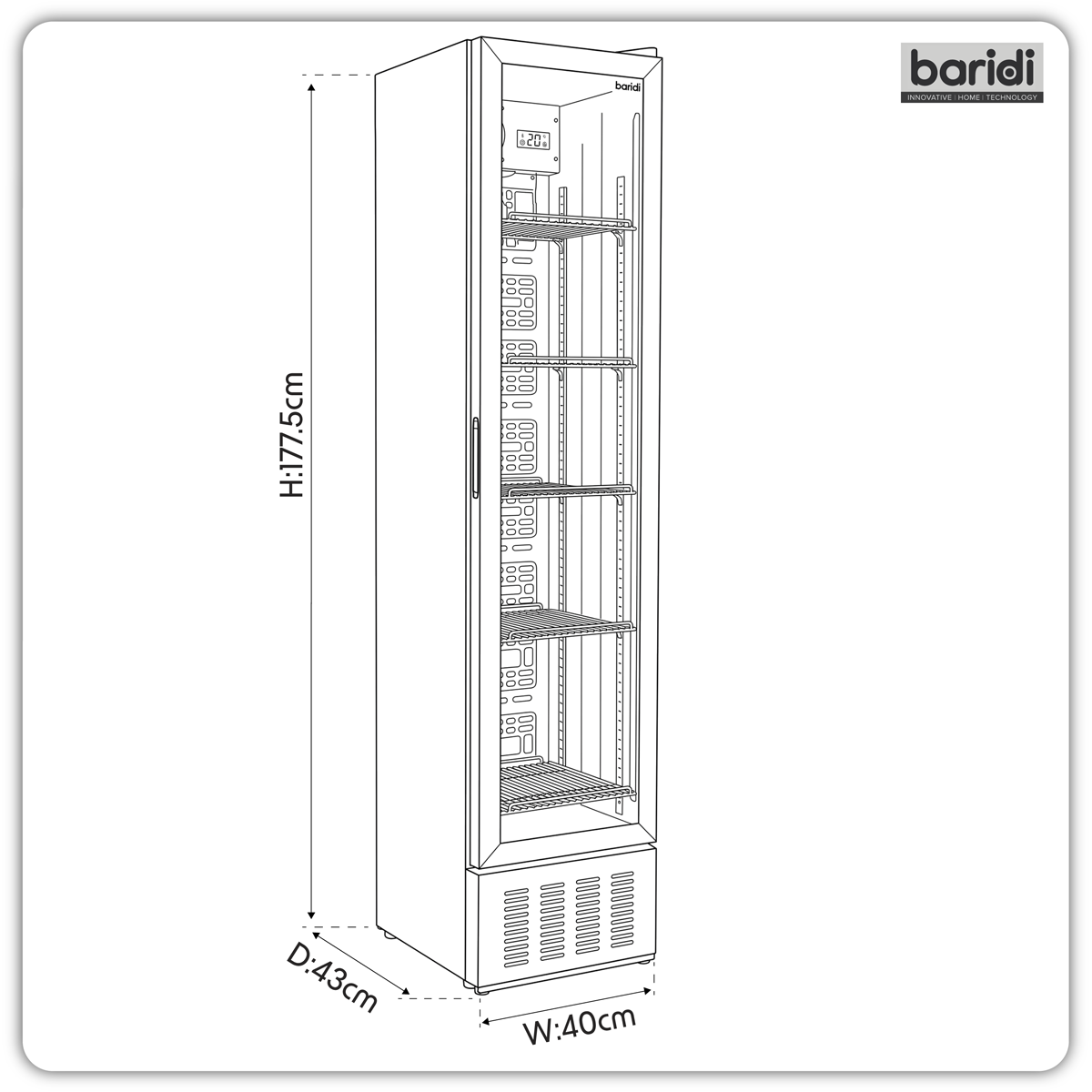 Tall Drinks/Bar Fridge with Digital Controls & Auto Defrost 160L - Black DH440