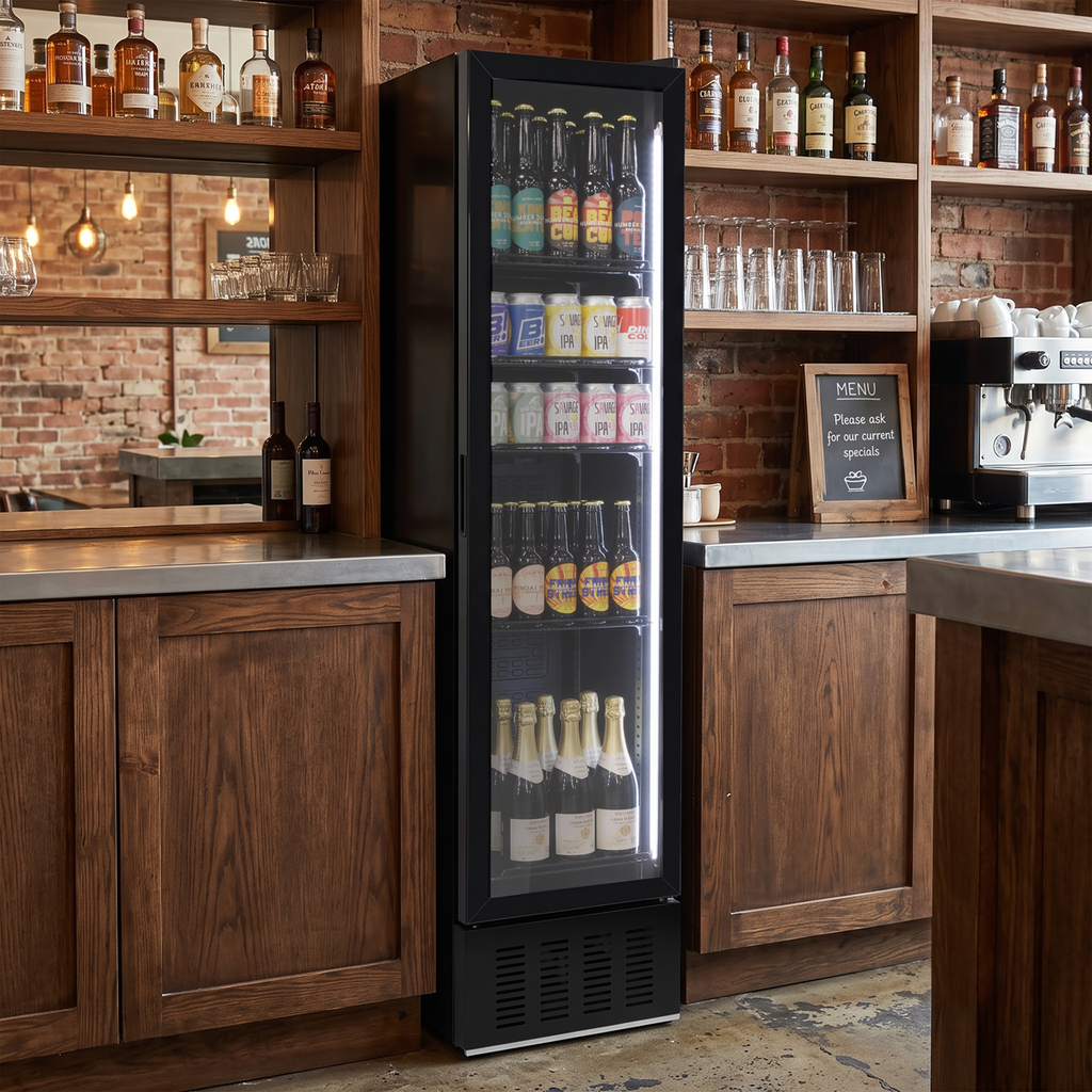 Tall Drinks/Bar Fridge with Digital Controls & Auto Defrost 160L - Black DH440
