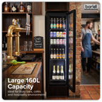 Tall Drinks/Bar Fridge with Digital Controls & Auto Defrost 160L - Black DH440