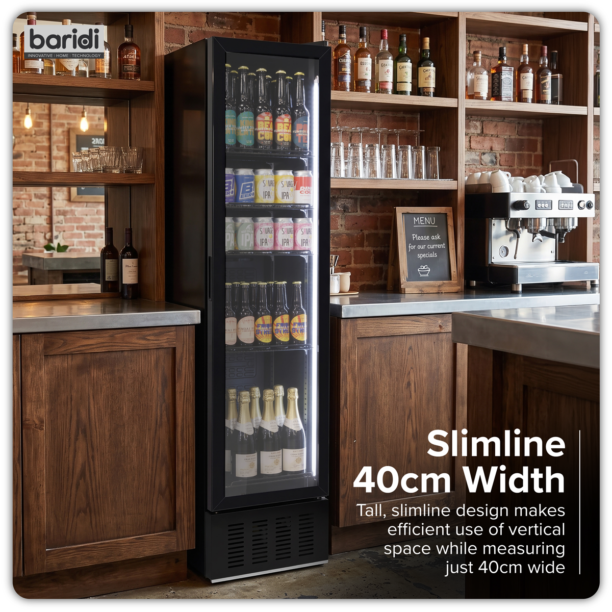 Tall Drinks/Bar Fridge with Digital Controls & Auto Defrost 160L - Black DH440
