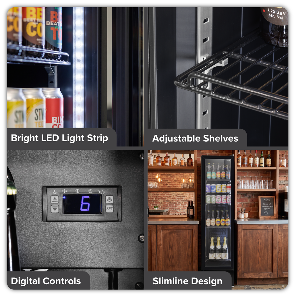 Tall Drinks/Bar Fridge with Digital Controls & Auto Defrost 160L - Black DH440