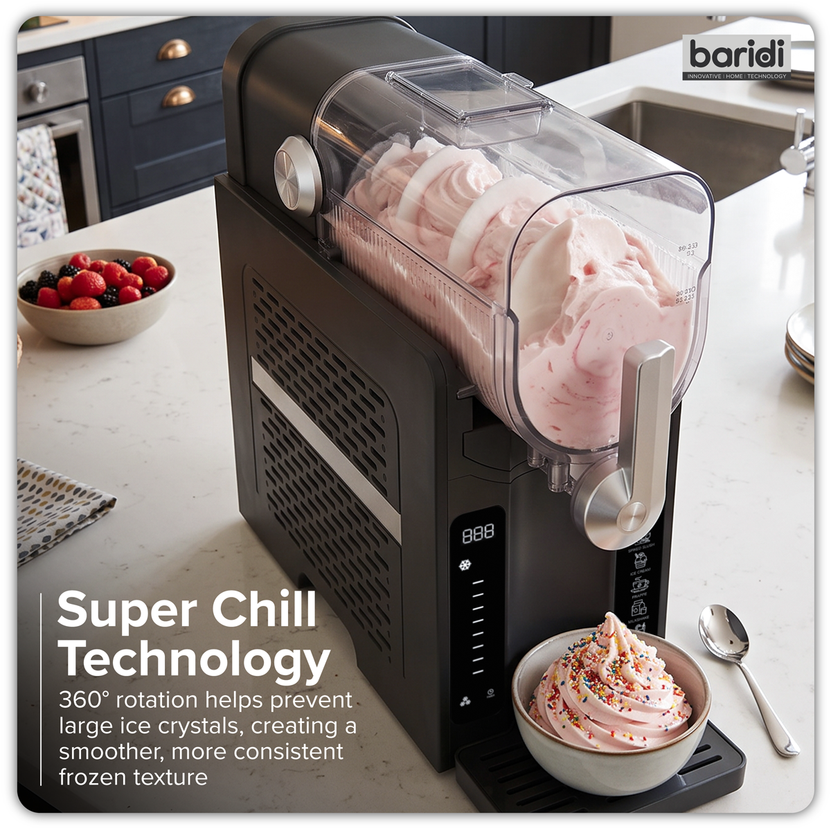 Slush & Ice Cream Machine, 7 Presets, 2.6L Capacity – Black DH443
