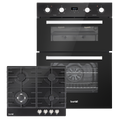 72cm Built-Under Double Oven & Black Glass Gas Hob Appliance Bundle – 60cm Wide DH449