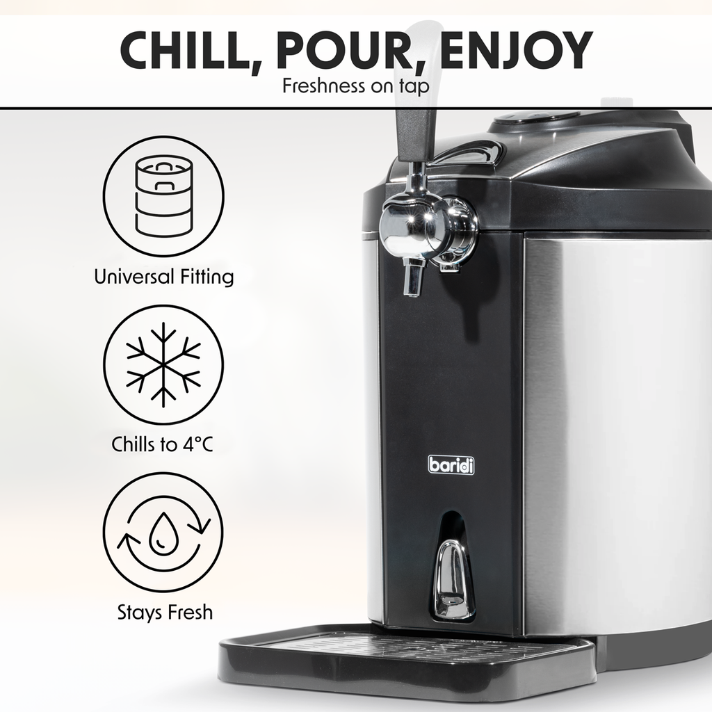 Mini Keg Draft Beer Dispenser Tap with Integrated Cooling 5L Capacity DH49