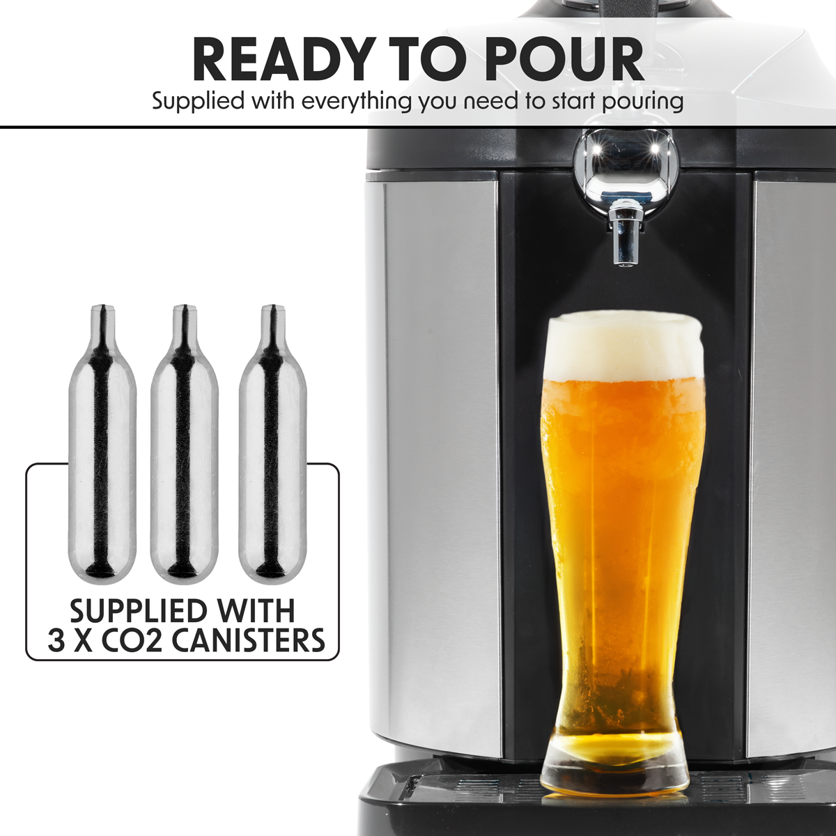 Mini Keg Draft Beer Dispenser Tap with Integrated Cooling 5L Capacity DH49
