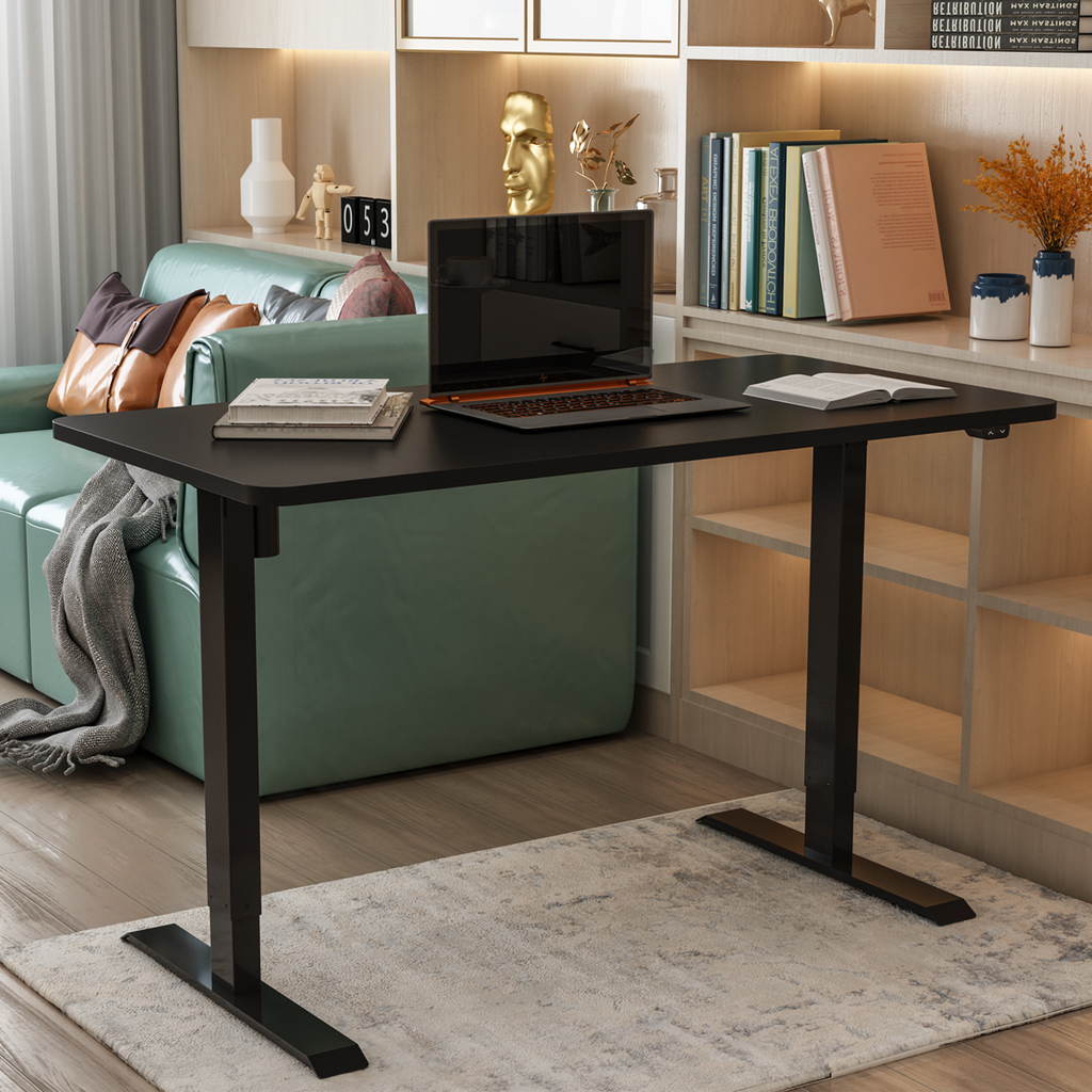 Single Motor Ultra-Quiet Adjustable-Height Electric Sit/Stand Desk - Black Desktop DH55