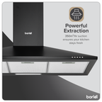 Chimney Style Cooker Hood with Carbon Filters 90cm - Black DH59