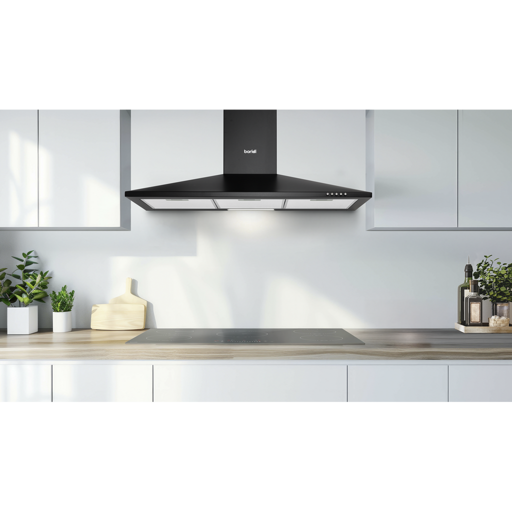 Chimney Style Cooker Hood with Carbon Filters 90cm - Black DH59