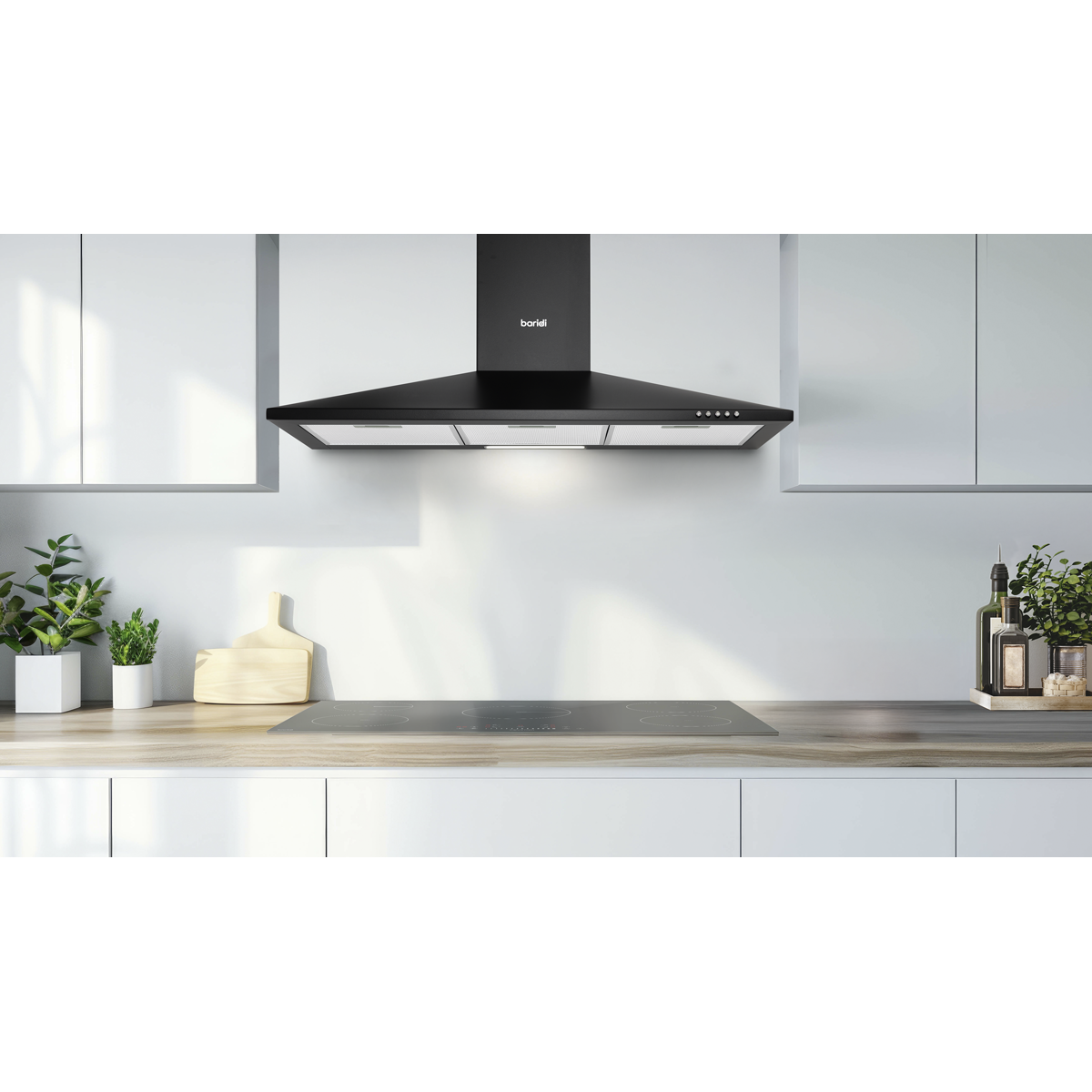 Chimney Style Cooker Hood with Carbon Filters 90cm - Black DH59