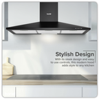 Chimney Style Cooker Hood with Carbon Filters 90cm - Black DH59