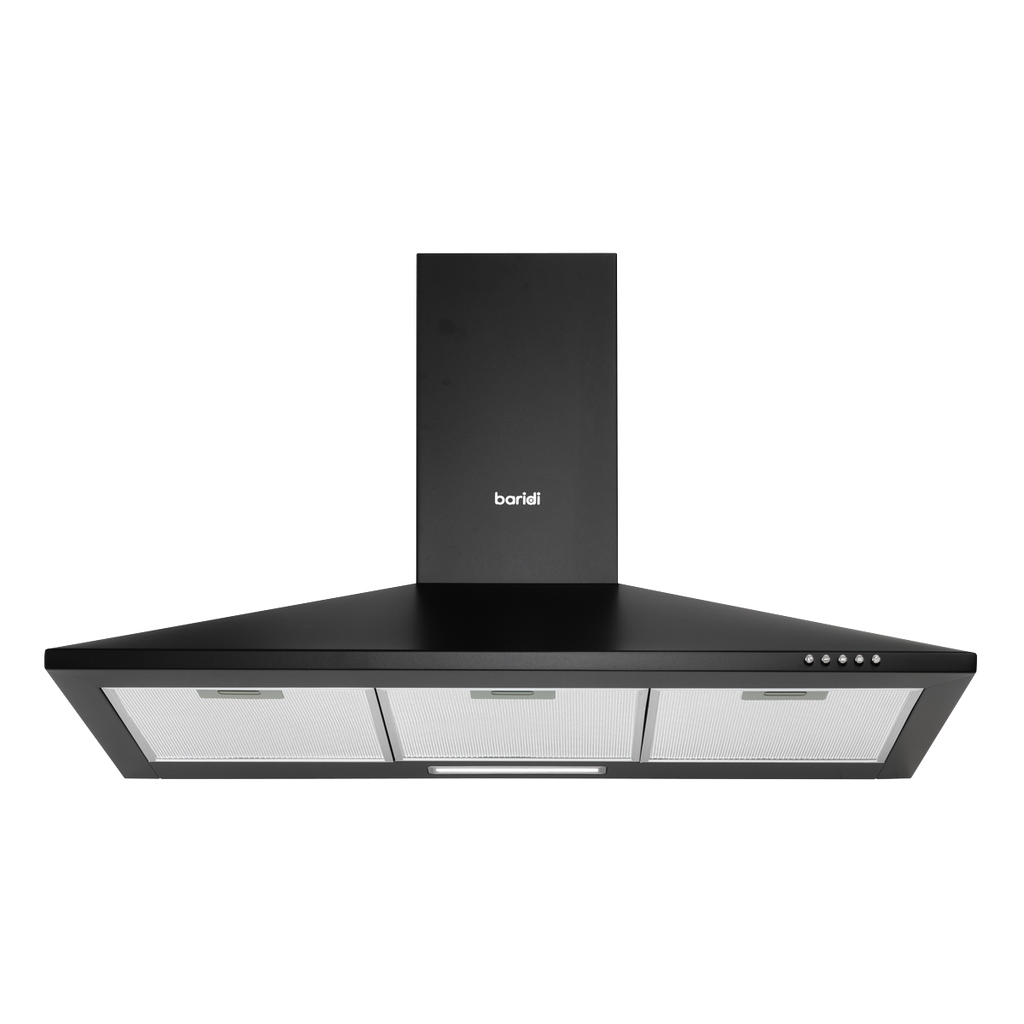 Chimney Style Cooker Hood with Carbon Filters 90cm - Black DH59
