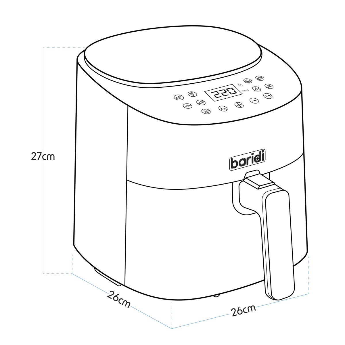 Single Zone Air Fryer with 8 Preset Functions 3.5L Capacity DH60