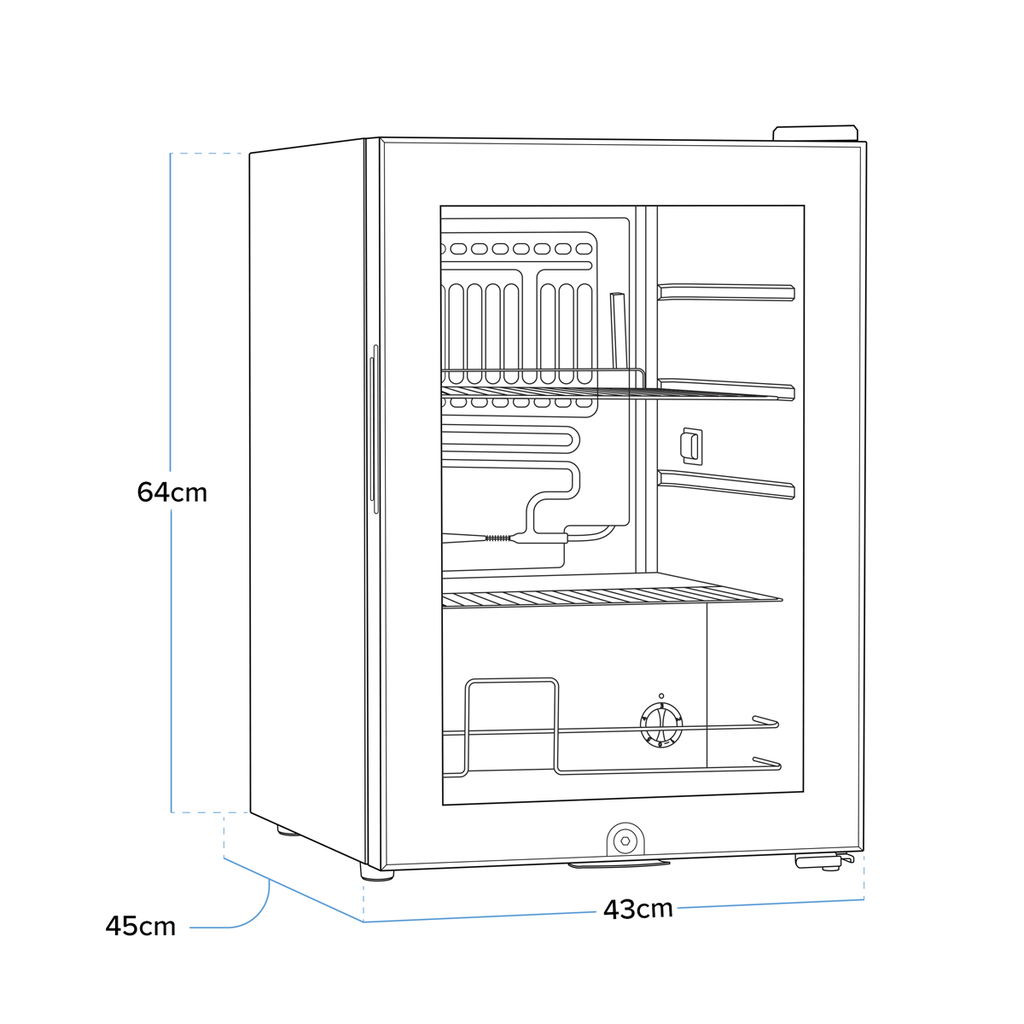Beer & Drinks Fridge with LED Light & Glass Door 60L  - Black DH62