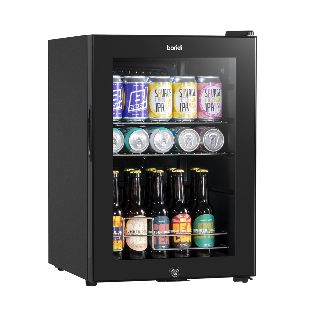 Beer & Drinks Fridge with LED Light & Glass Door 60L  - Black DH62