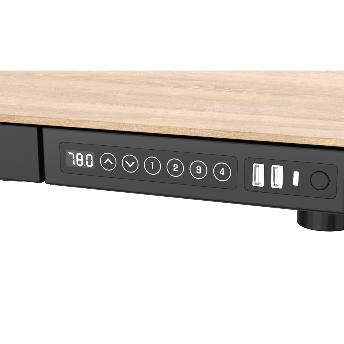 Single Motor Ultra-Quiet Electric Desk with Control Panel, USB Port & Drawer - Oak Desktop DH65