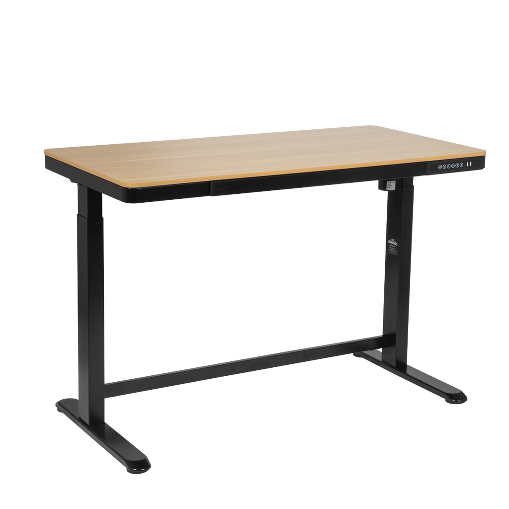Single Motor Ultra-Quiet Electric Desk with Control Panel, USB Port & Drawer - Oak Desktop DH65
