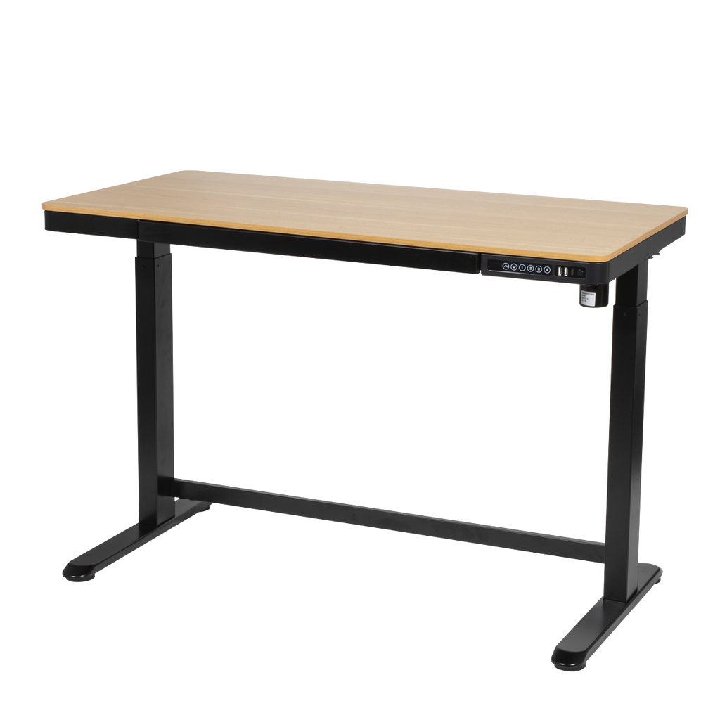 Single Motor Ultra-Quiet Electric Desk with Control Panel, USB Port & Drawer - Oak Desktop DH65