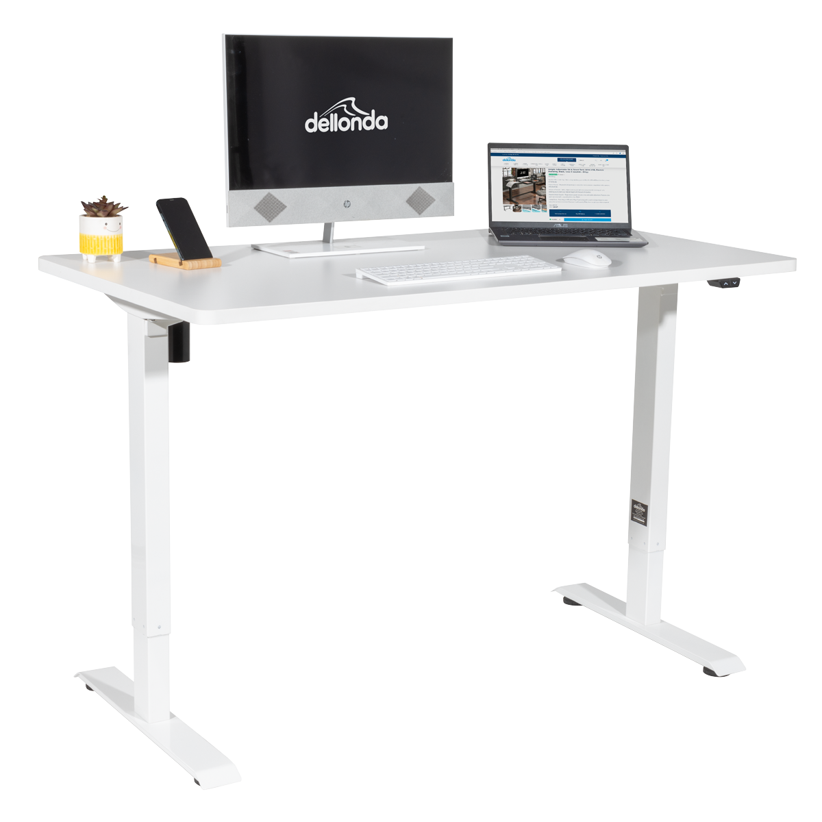 Single Motor Ultra-Quiet Adjustable-Height Electric Sit/Stand Desk - White Desktop DH67