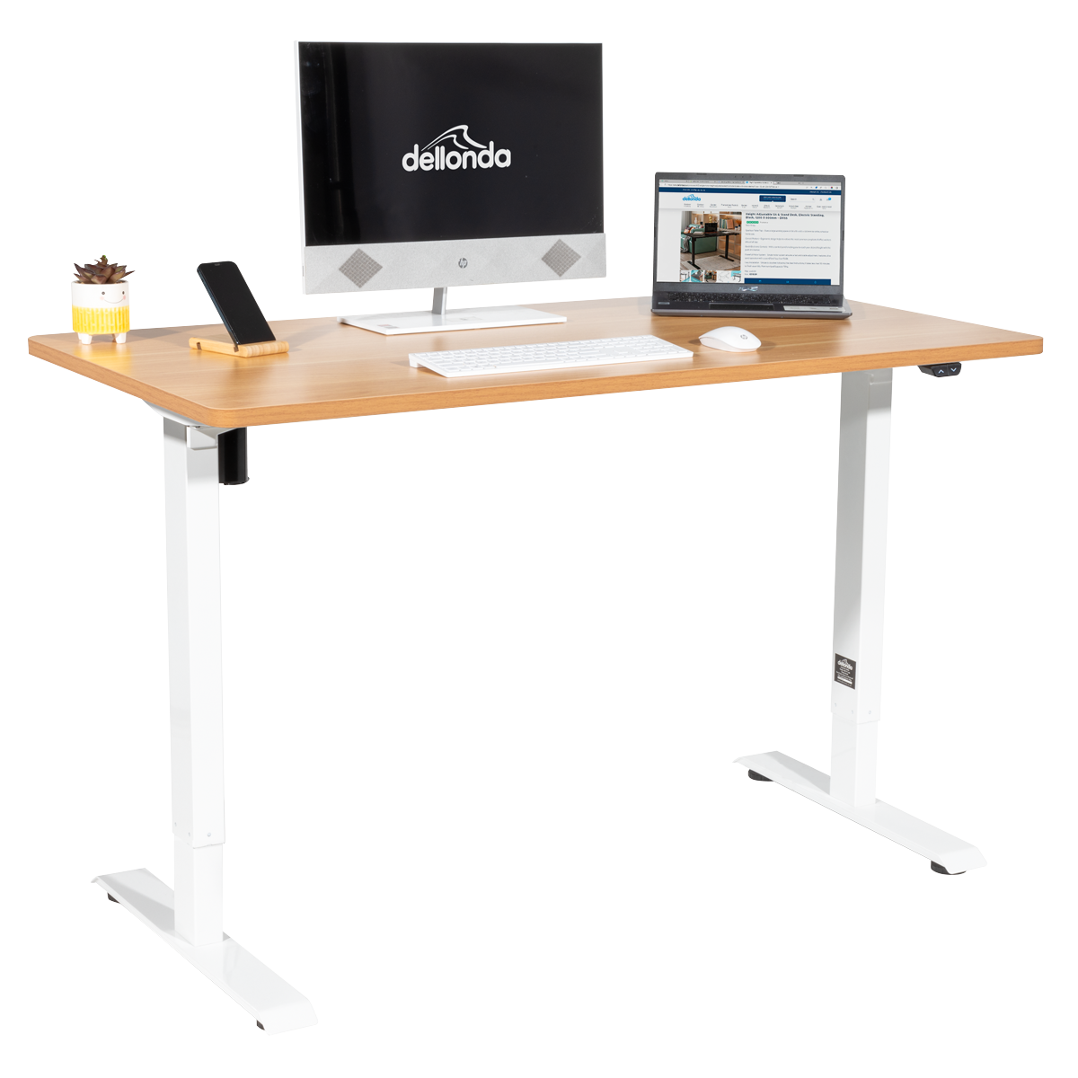 Single Motor Ultra-Quiet Adjustable-Height Electric Sit/Stand Desk - Oak Desktop DH68