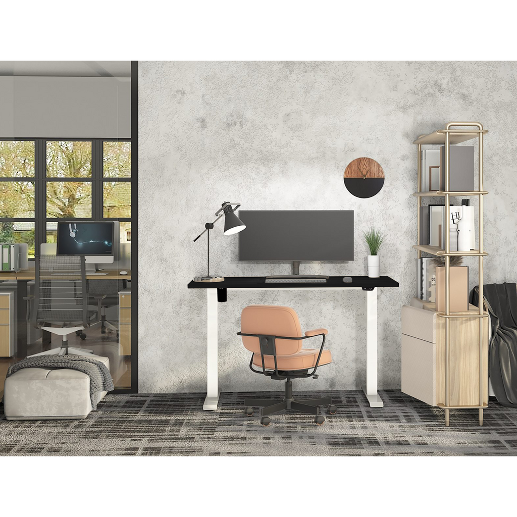 Single Motor Ultra-Quiet Adjustable-Height Electric Sit/Stand Desk - Black Desktop DH69