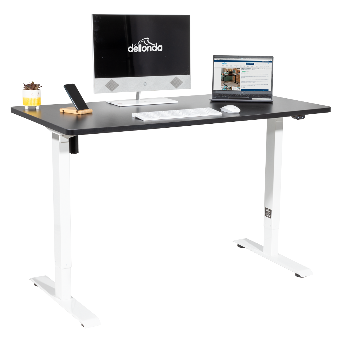 Single Motor Ultra-Quiet Adjustable-Height Electric Sit/Stand Desk - Black Desktop DH69