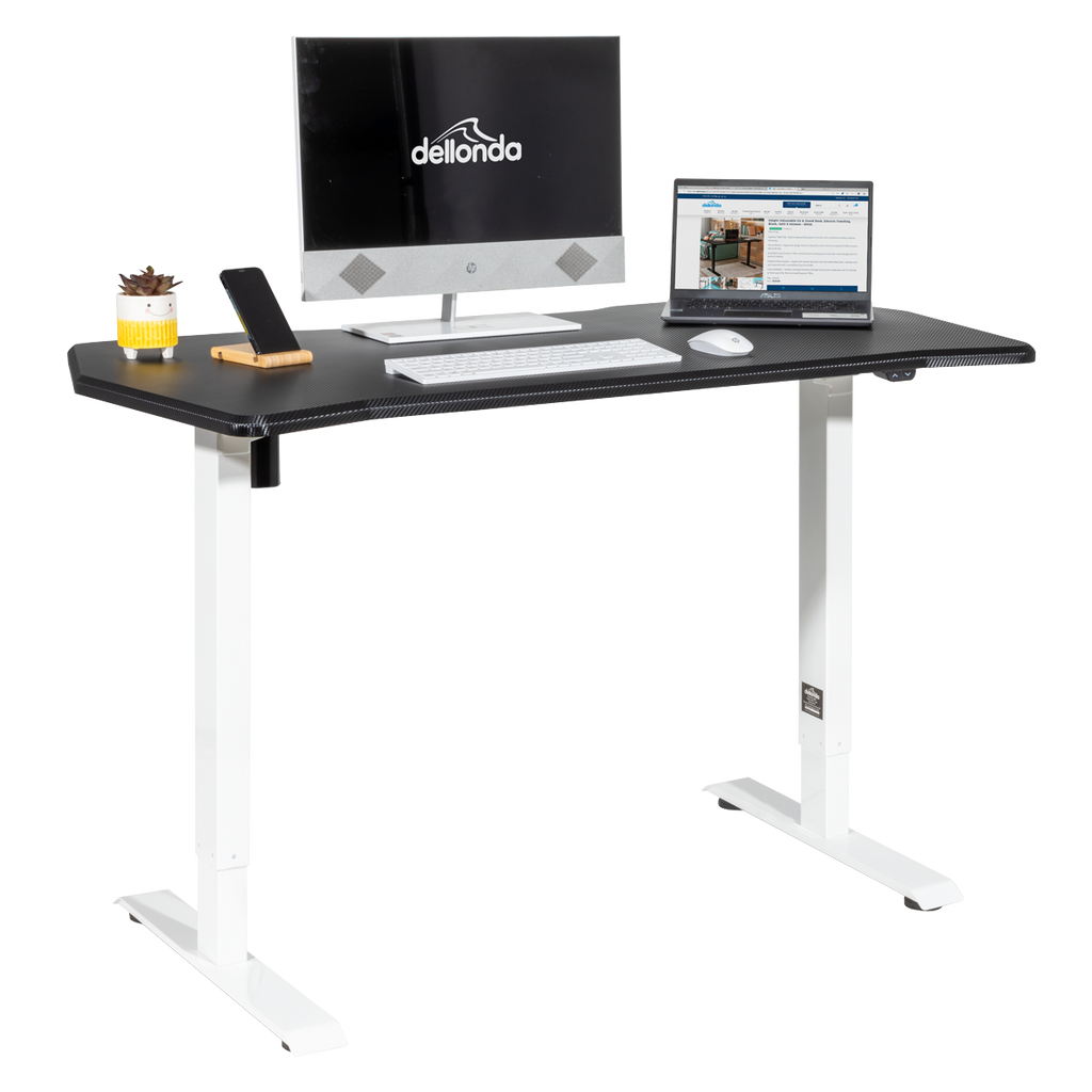Single Motor Ultra-Quiet Adjustable-Height Electric Sit/Stand Desk - Carbon Fibre Effect Desktop DH70