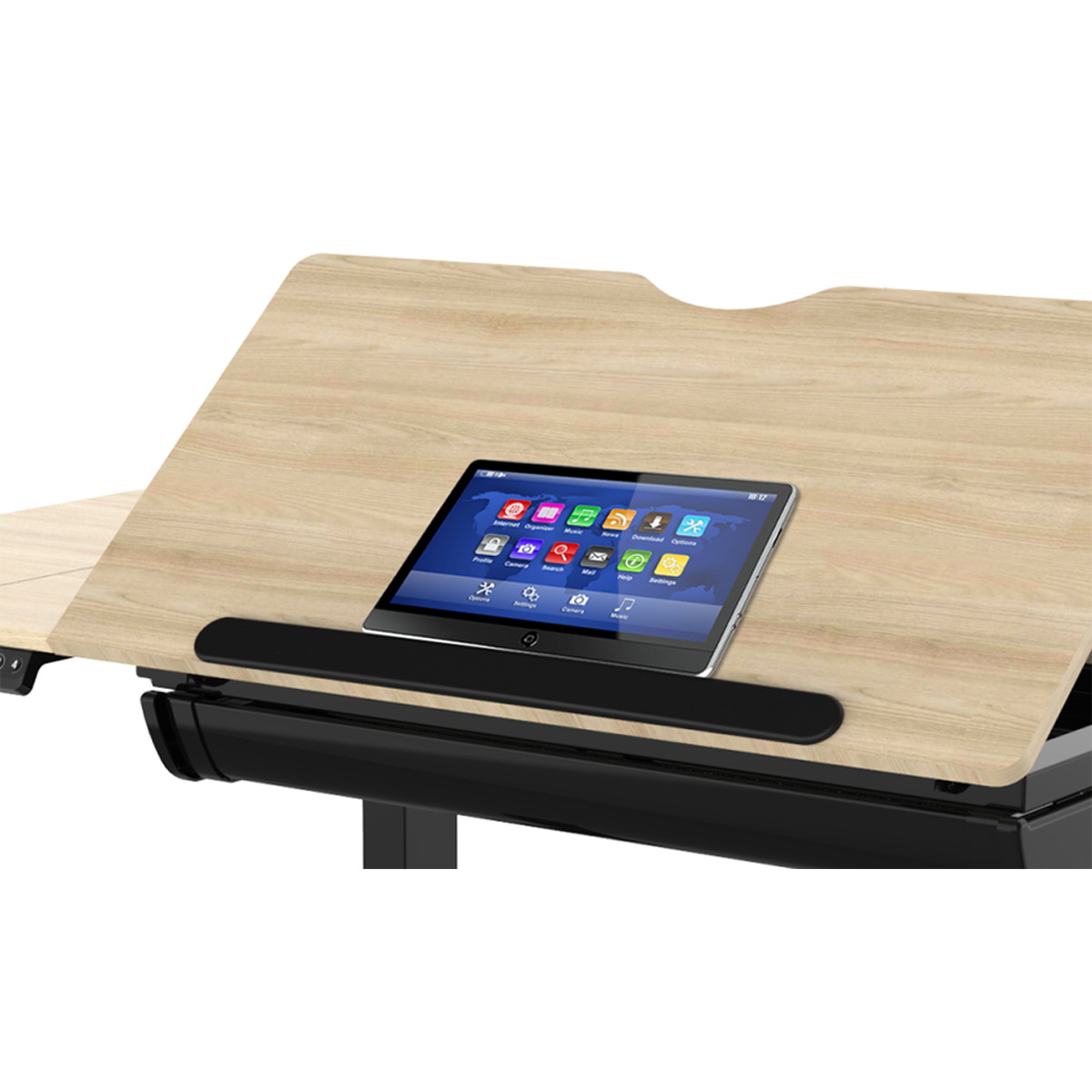 Single Motor Ultra-Quiet Electric Adjustable Drawing Table with 40° Tilt, Drawer & Side Table DH71