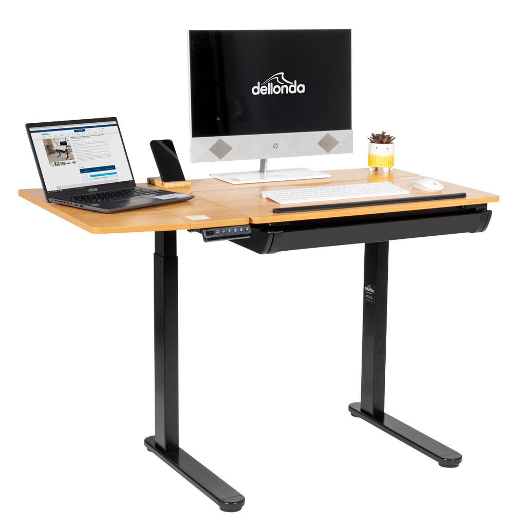 Single Motor Ultra-Quiet Electric Adjustable Drawing Table with 40° Tilt, Drawer & Side Table DH71