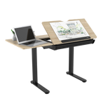 Single Motor Ultra-Quiet Electric Adjustable Drawing Table with 40° Tilt, Drawer & Side Table DH71