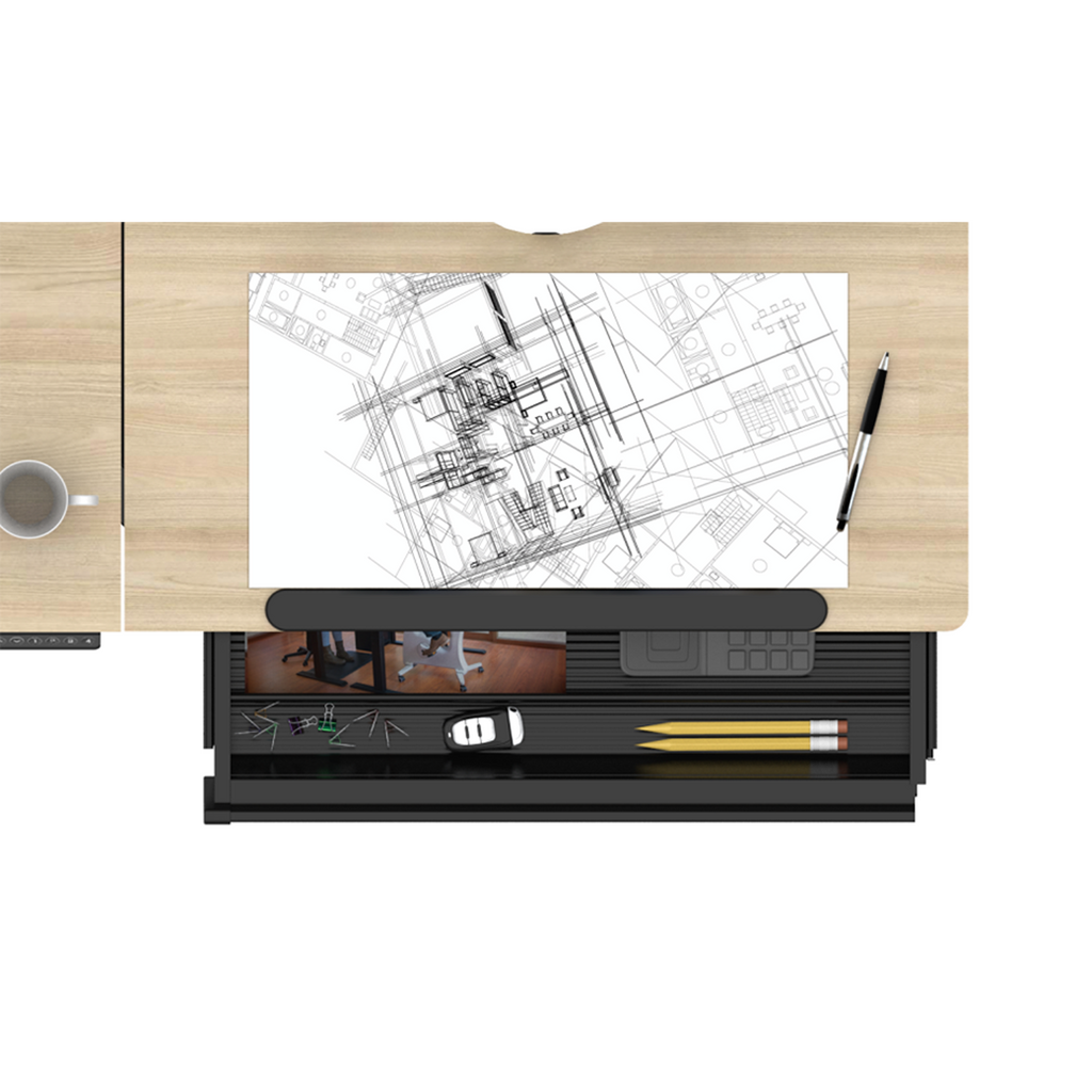 Single Motor Ultra-Quiet Electric Adjustable Drawing Table with 40° Tilt, Drawer & Side Table DH71